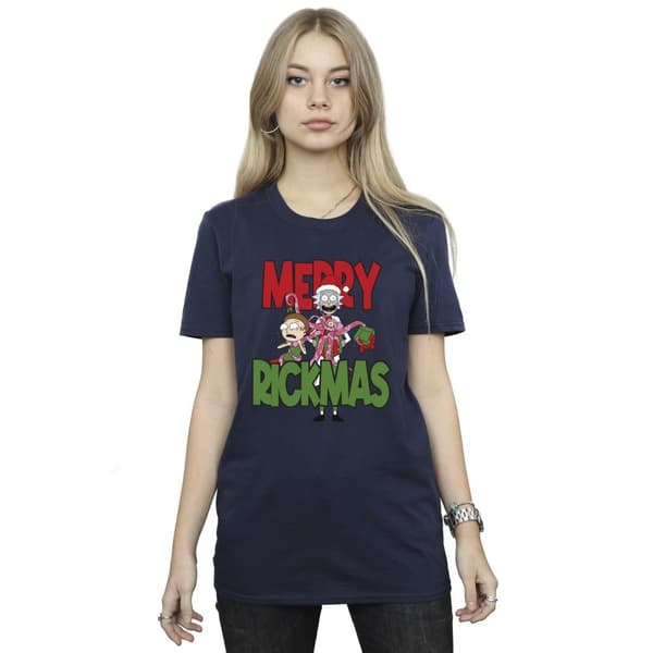 Rick And Morty Womens/Ladies Merry Rickmas Cotton Boyfriend T-Shirt