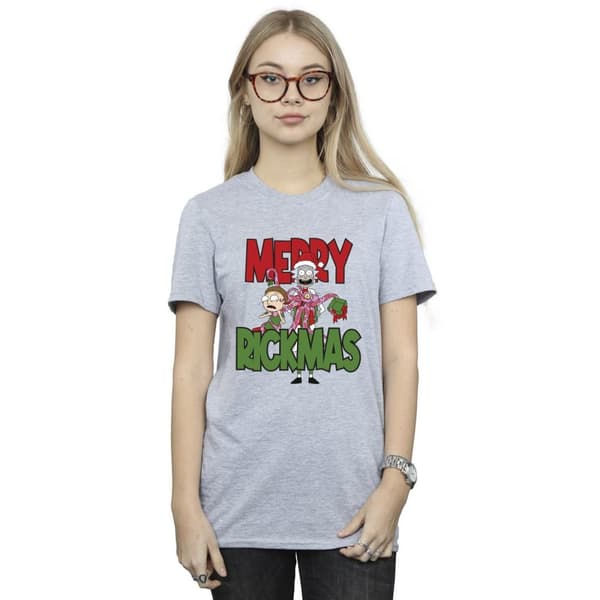 Rick And Morty Womens/Ladies Merry Rickmas Cotton Boyfriend T-Shirt