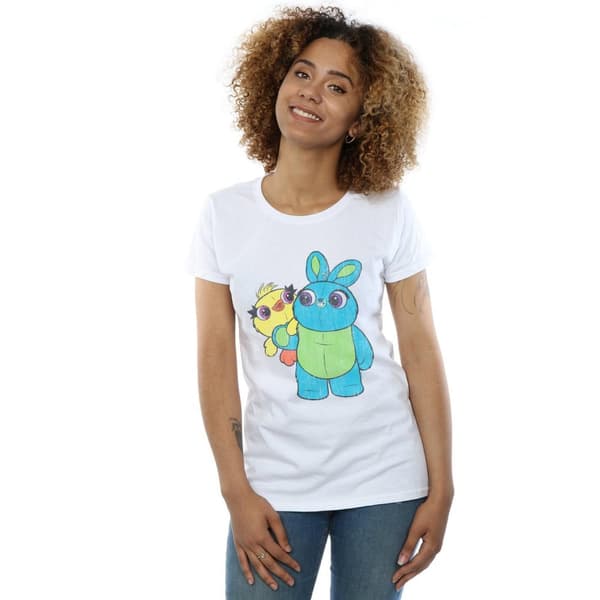 Disney Womens/Ladies Toy Story 4 Ducky And Bunny Distressed Pose Cotton T-Shirt
