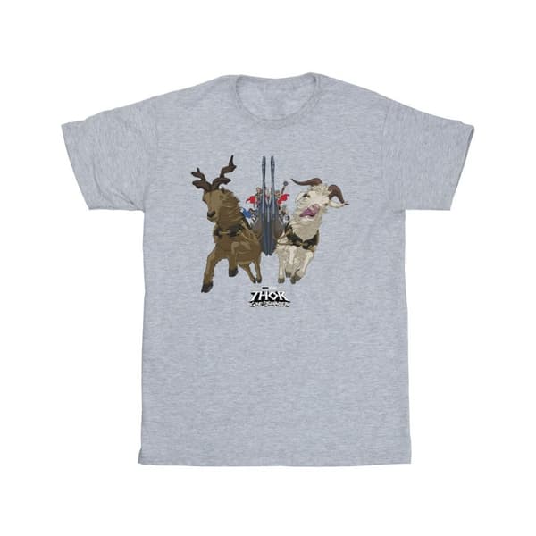 Marvel Boys Thor Love And Thunder Viking Ship T-Shirt Sports Grey 5-6 Years