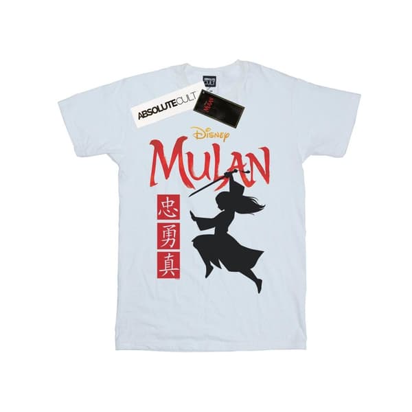 Disney Dam/Lady Mulan Movie Warrior Silhouette Boyfriend T-shirt i bomull
