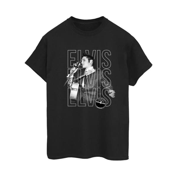 Elvis Womens/Ladies Triple Logo Portrait Cotton Boyfriend T-Shirt