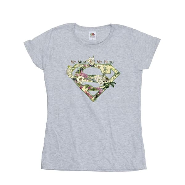 DC Comics Womens/Ladies Superman My Mum My Hero Cotton T-Shirt Sports Grey L