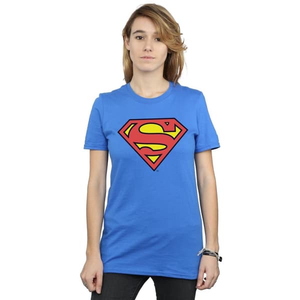 DC Comics Womens/Ladies Superman Logo Boyfriend Fit Cotton Boyfriend T-Shirt