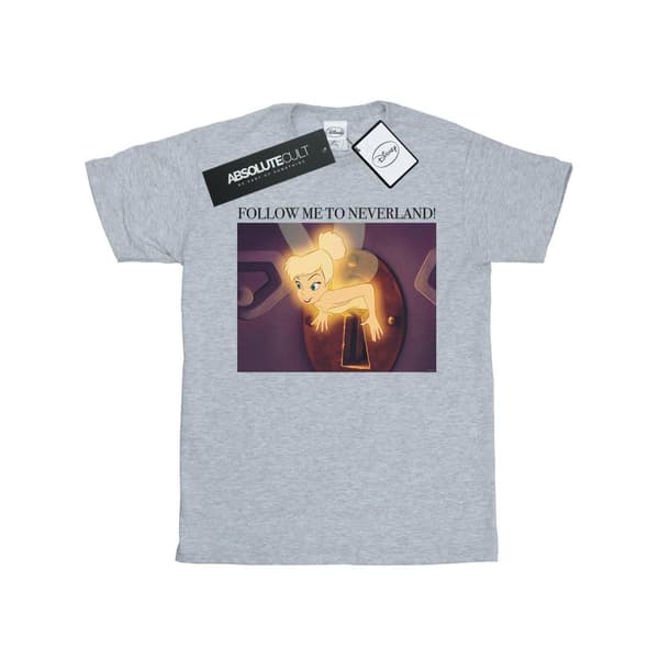 Disney T-shirt i bomull för flickor - Tinker Bell Follow Me Sports Grey 9-11 Years