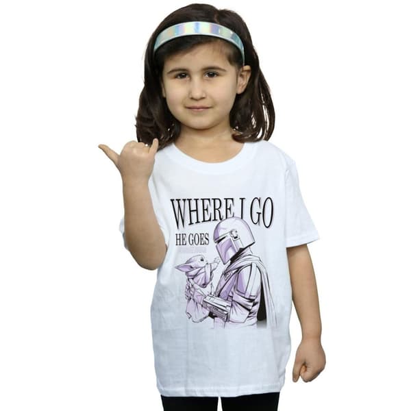 Star Wars Girls The Mandalorian Where I Go Cotton T-Shirt