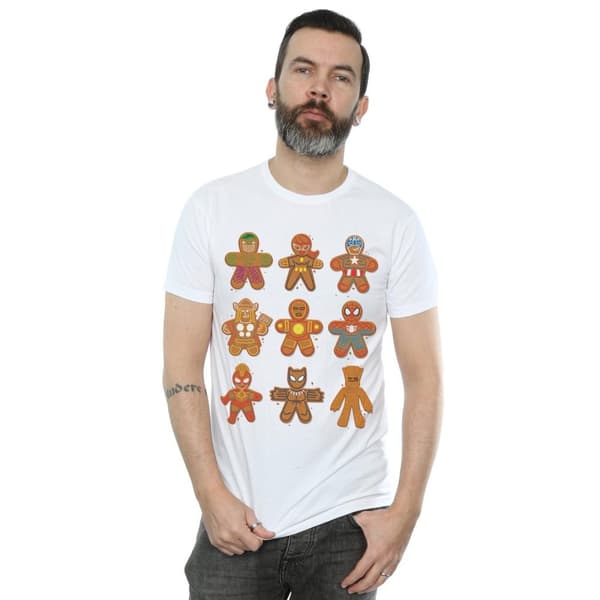 Marvel Mens Avengers Christmas Gingerbread T-Shirt