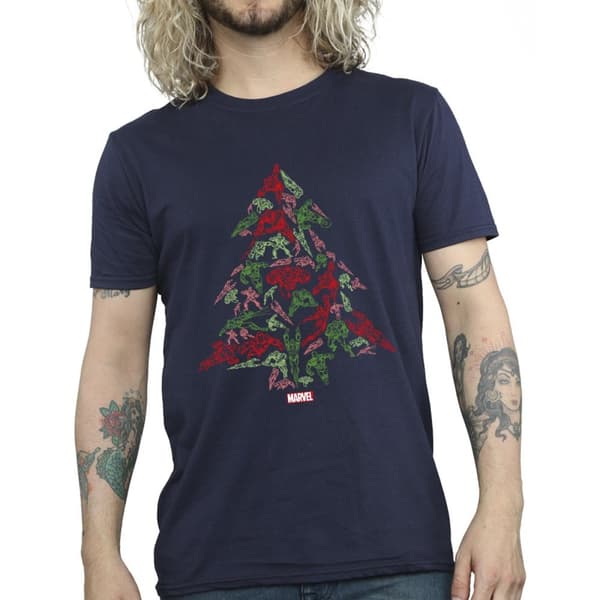 Marvel Mens Avengers Christmas Tree T-Shirt