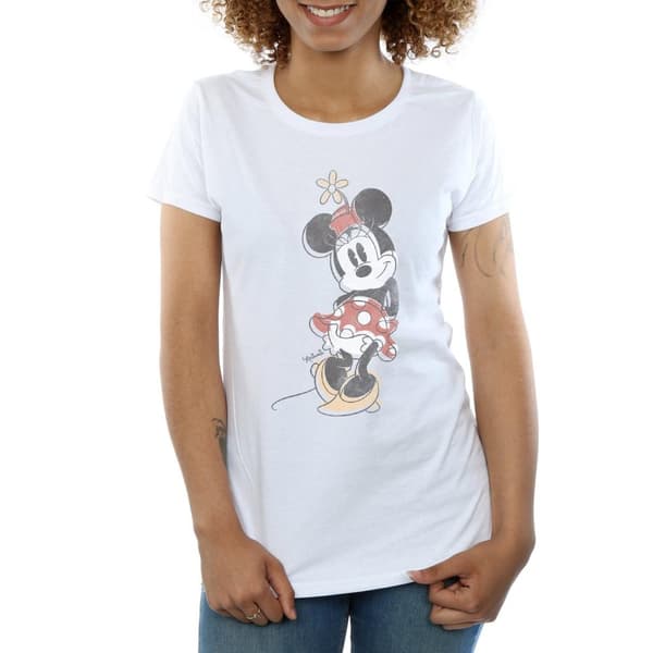 Disney Womens/Ladies Minnie Mouse Offset Cotton T-Shirt