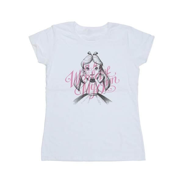 Disney Dam/Tjej Alice i Underlandet I En Egen Värld Bomulls-T-shirt