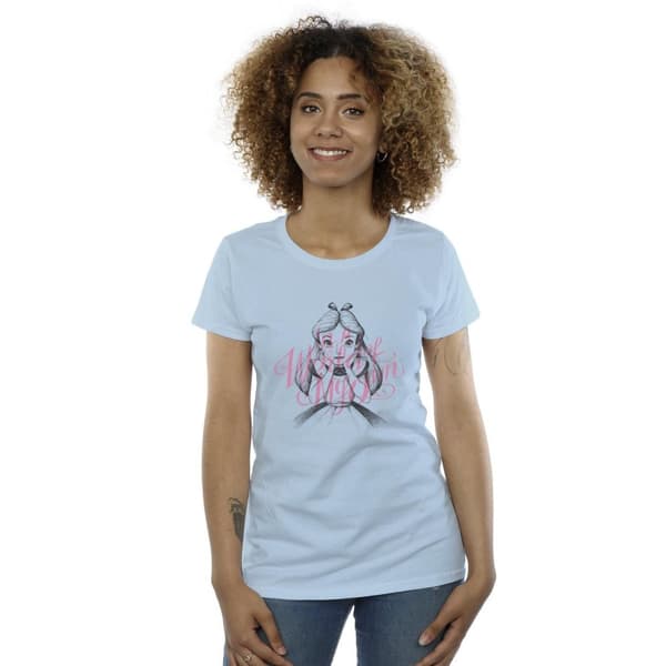 Disney Dam/Tjej Alice i Underlandet I En Egen Värld Bomulls-T-shirt