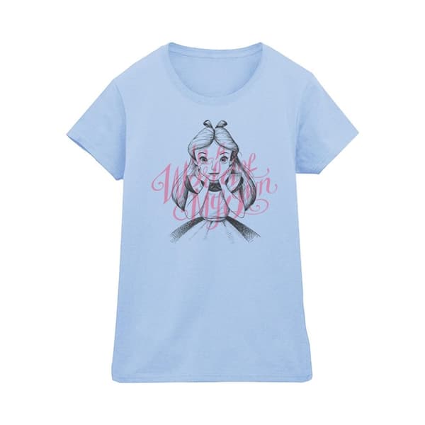 Disney Dam/Tjej Alice i Underlandet I En Egen Värld Bomulls-T-shirt