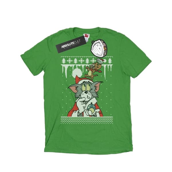 Tom And Jerry Womens/Ladies Christmas Fair Isle Cotton Boyfriend T-Shirt