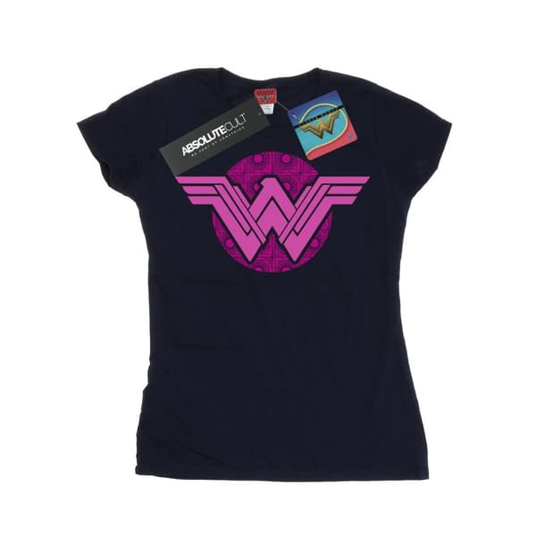 DC Comics Dam/Tjej Wonder Woman Rosa Mosaik Bomulls T-shirt Navy Blue XXL