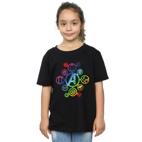 Marvel Girls Avengers Infinity War Rainbow Icons Cotton T-Shirt