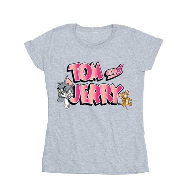 Tom And Jerry Womens/Ladies Gradient Logo Cotton T-Shirt Sports Grey L