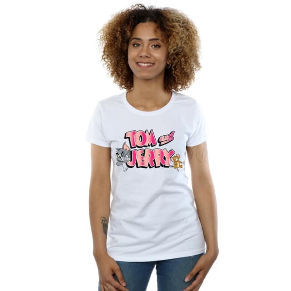 Tom And Jerry Womens/Ladies Gradient Logo Cotton T-Shirt