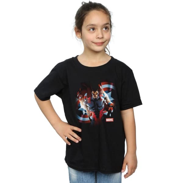 Marvel T-shirt i bomull för flickor Captain America Sam Wilson Shield Breakthrough