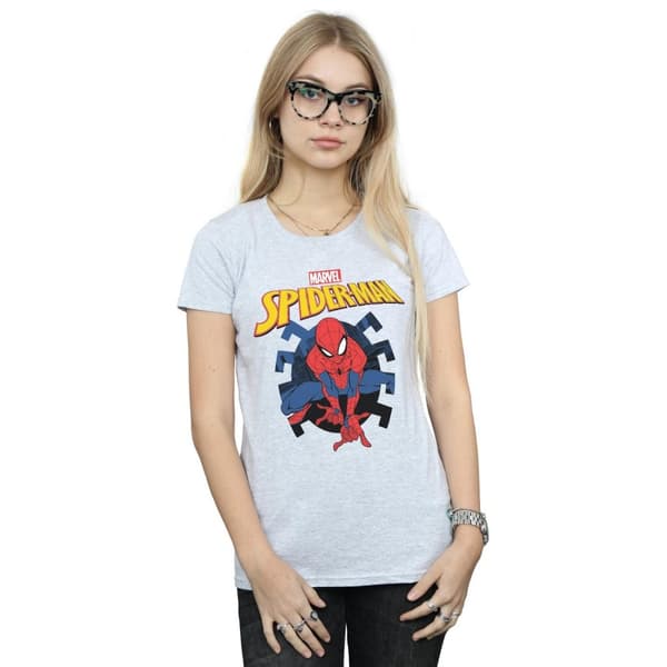 Marvel Dam/Tjej Spider-Man Web Shooting Emblem Logo Bomulls-T-shirt