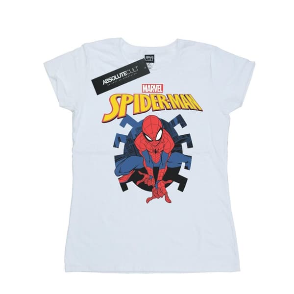 Marvel Womens/Ladies Spider-Man Web Shooting Emblem Logo Cotton T-Shirt White XXL