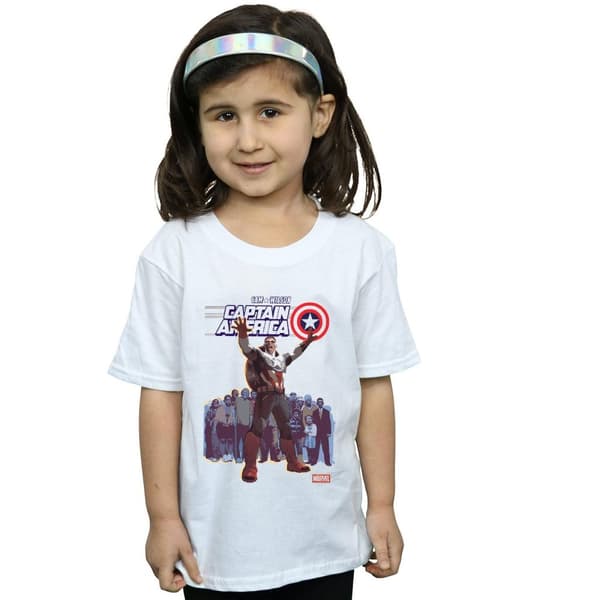 Marvel T-shirt i bomull för flickor med Captain America Sam Wilson-omslag