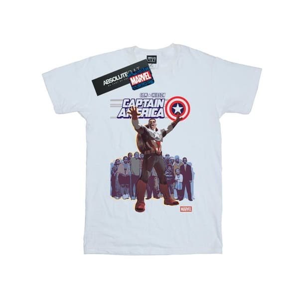 Marvel T-shirt i bomull för flickor med Captain America Sam Wilson-omslag White 9-11 Years
