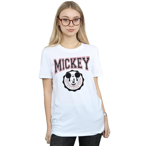 Disney Dam/Tjej Musse Pigg New York Seal Bomull Boyfriend T-shirt
