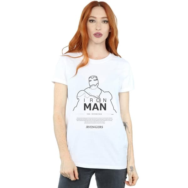 Marvel Womens/Ladies Iron Man Single Line Cotton Boyfriend T-Shirt