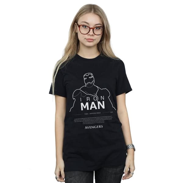 Marvel Dam/Tjej - Iron Man - Boyfriend-t-shirt i bomull med en linje