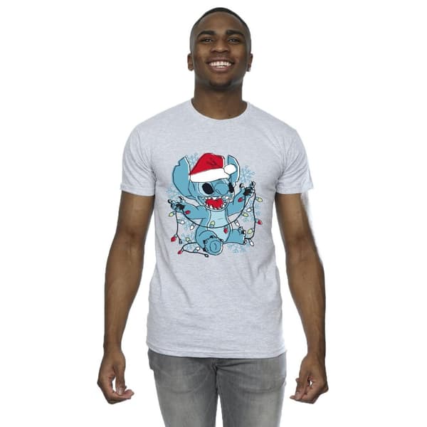 Disney Lilo And Stitch-sketch-T-shirt med julbelysning för herrar
