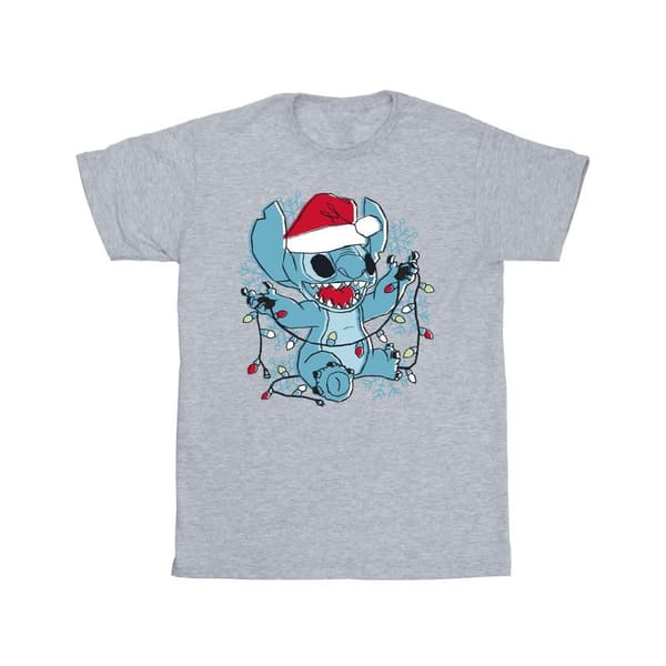Disney Lilo And Stitch-sketch-T-shirt med julbelysning för herrar