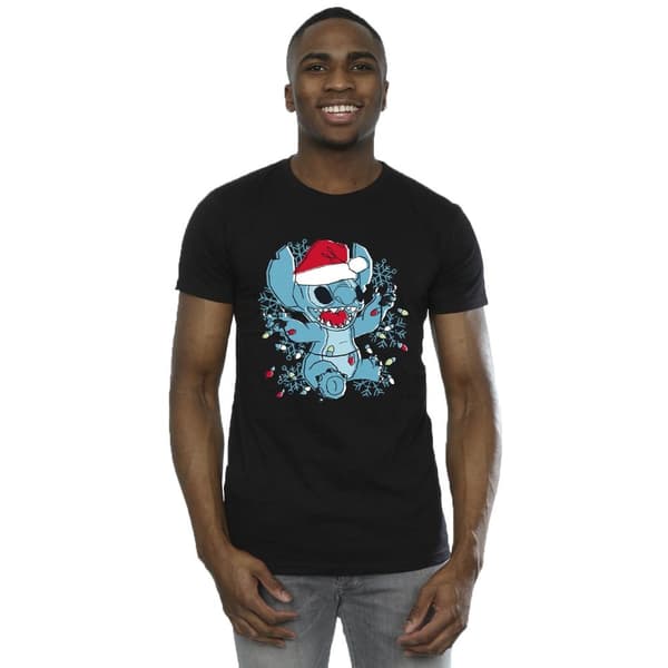 Disney Lilo And Stitch-sketch-T-shirt med julbelysning för herrar