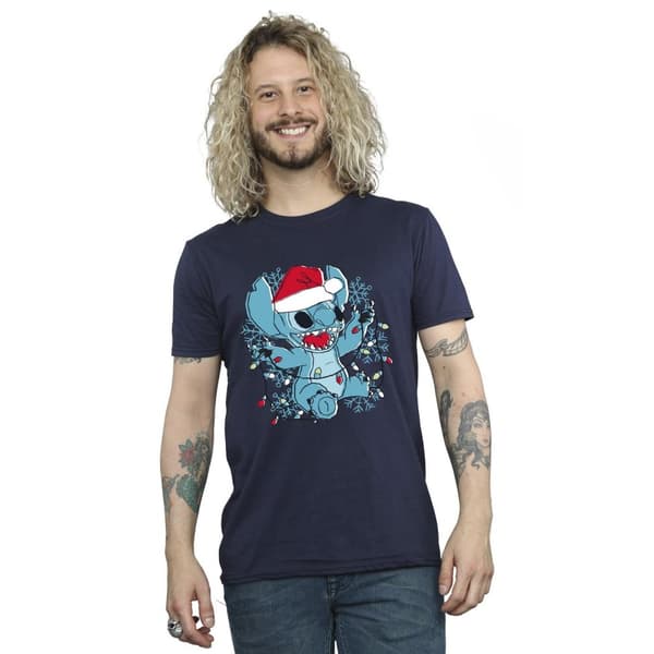 Disney Lilo And Stitch-sketch-T-shirt med julbelysning för herrar