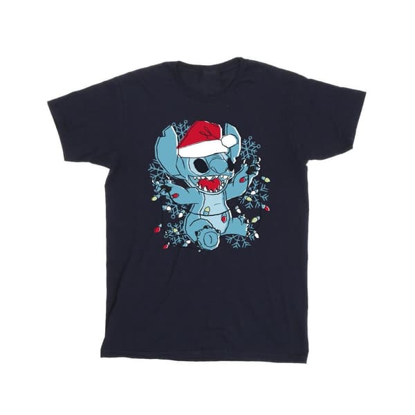 Disney Lilo And Stitch-sketch-T-shirt med julbelysning för herrar