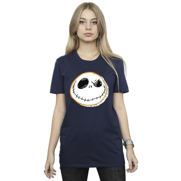 Disney Dam/Tjej The Nightmare Before Christmas Jack Face Boyfriend T-shirt i bomull