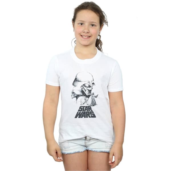 Star Wars T-shirt i bomull med Darth Vader-skiss för flickor