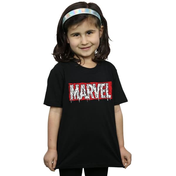 Marvel T-shirt i bomull med Drip-logotyp för flickor