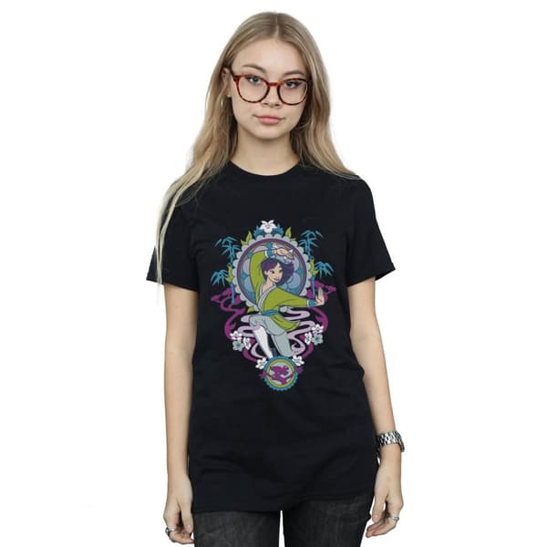 Disney Womens/Ladies Mulan Ornamental Cotton Boyfriend T-Shirt