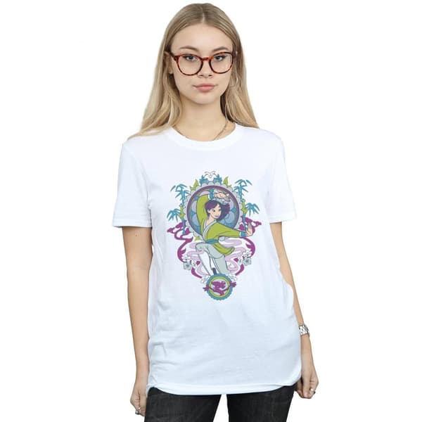 Disney Womens/Ladies Mulan Ornamental Cotton Boyfriend T-Shirt