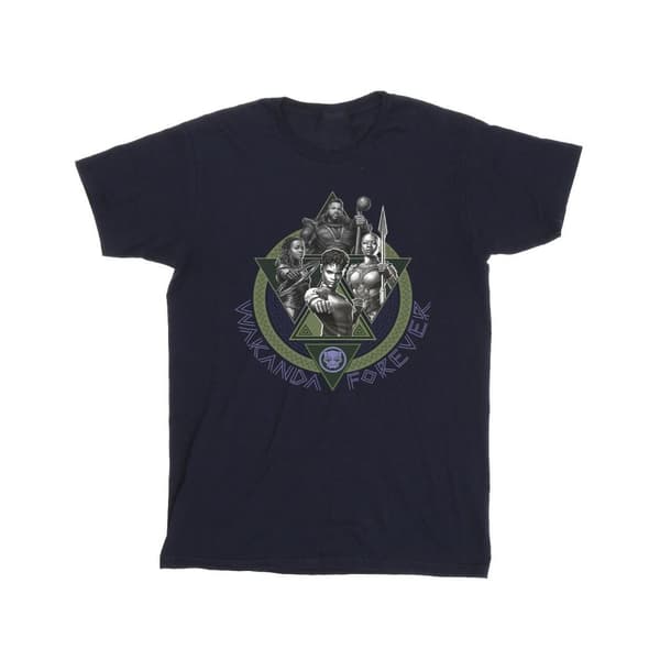 Marvel Girls Black Panther Wakanda Forever Group Ring Pose Cotton T-Shirt