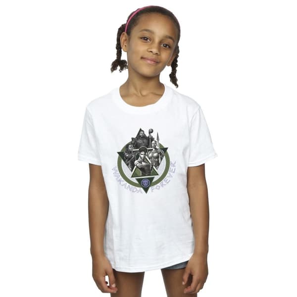Marvel Girls Black Panther Wakanda Forever Group Ring Pose Cotton T-Shirt