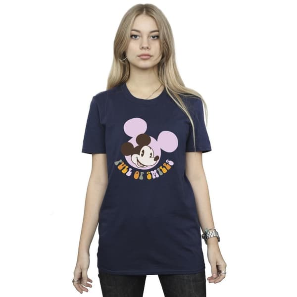 Disney Dam/Tjej Musse Pigg full av leenden bomull boyfriend t-shirt