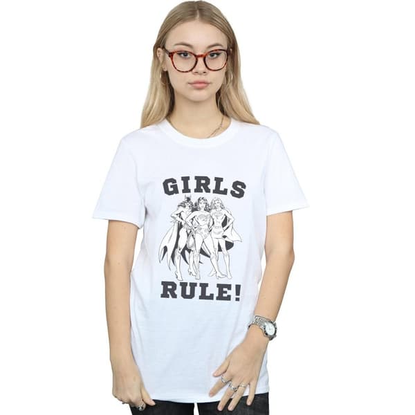 DC Comics Womens/Ladies Justice League Girls Rule Cotton Boyfriend T-Shirt