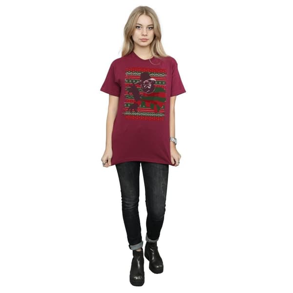 A Nightmare On Elm Street Womens/Ladies Christmas Fair Isle Cotton Boyfriend T-Shirt