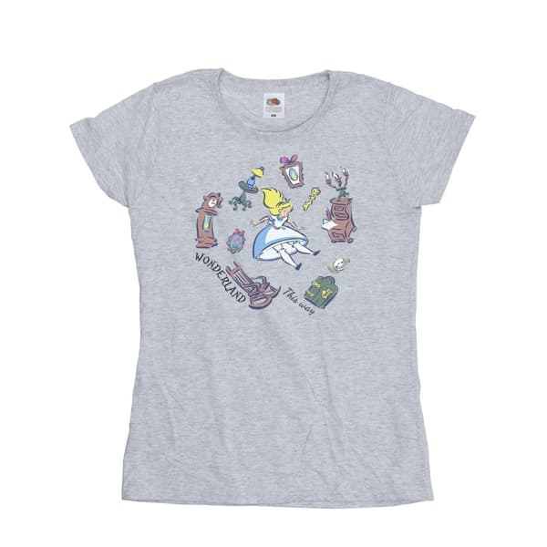 Disney Womens/Ladies Alice In Wonderland Falling Cotton T-Shirt