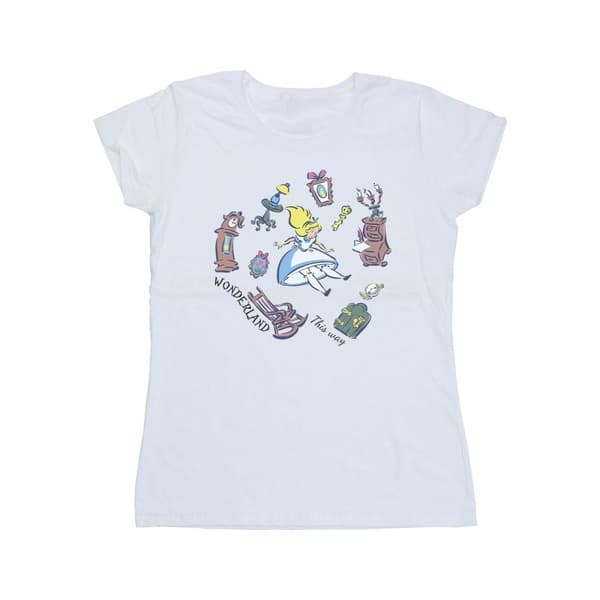 Disney Dam/Tjej - Alice i underlandet - fallande bomulls-T-shirt