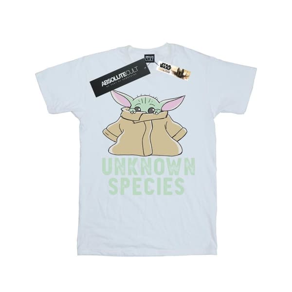 Star Wars Girls The Mandalorian Unknown Species Cotton T-Shirt White 7-8 Years