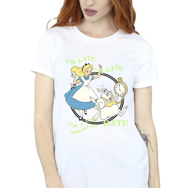Disney Dam/Tjej Alice i underlandet I´m Late Boyfriend T-shirt i bomull