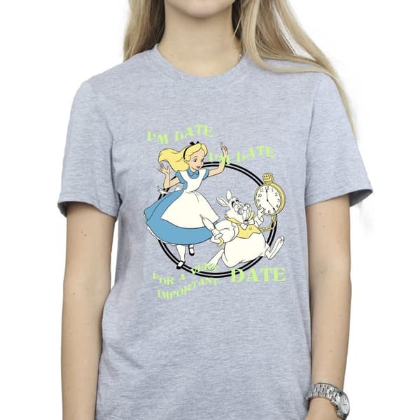 Disney Dam/Tjej Alice i underlandet I´m Late Boyfriend T-shirt i bomull