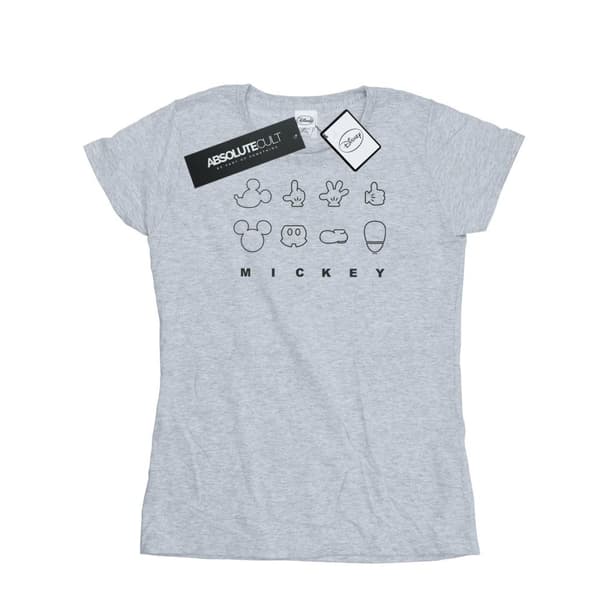 Disney Womens/Ladies Mickey Mouse Deconstructed Cotton T-Shirt
